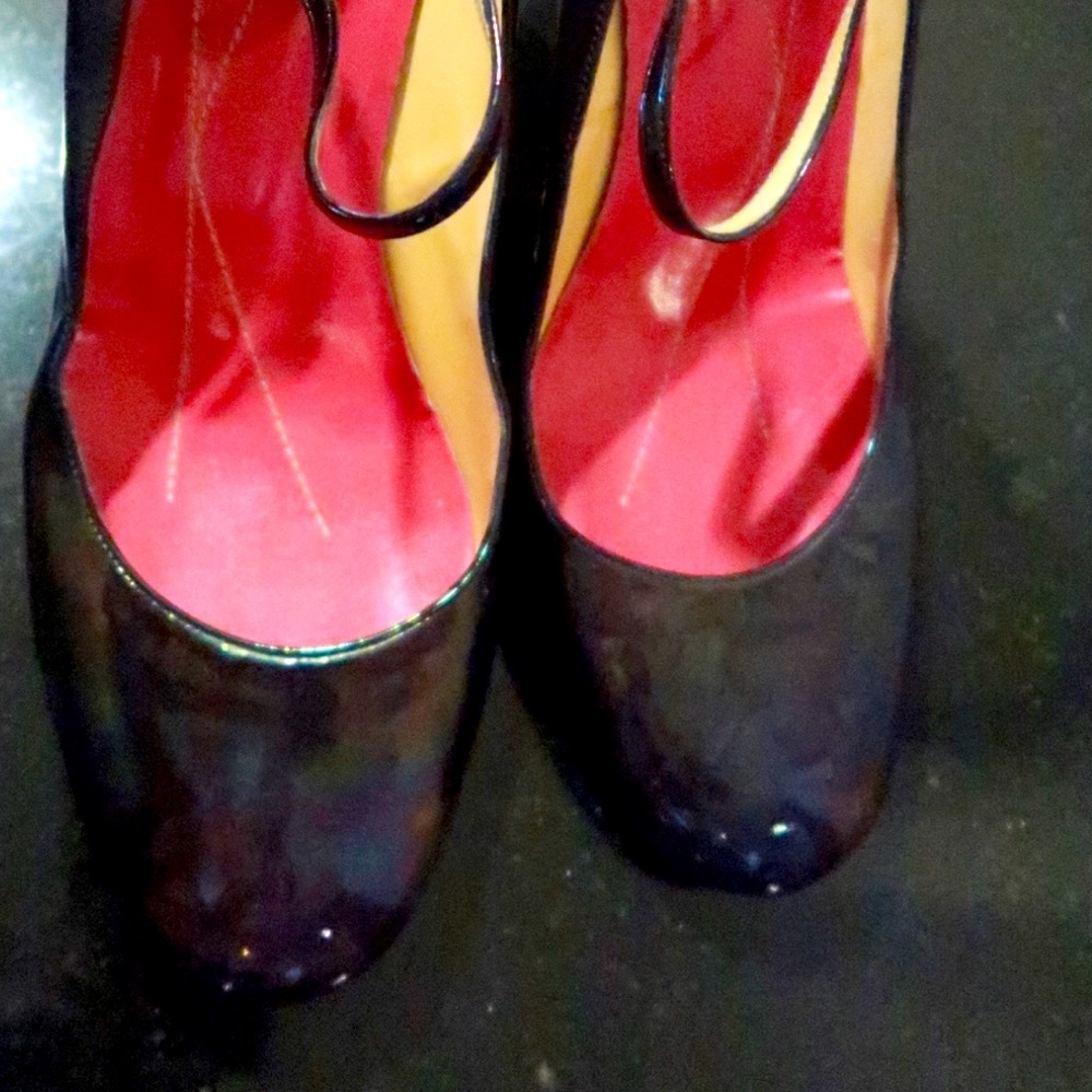 kate spade Black Patent High Heel Pumps with Pink Insoles